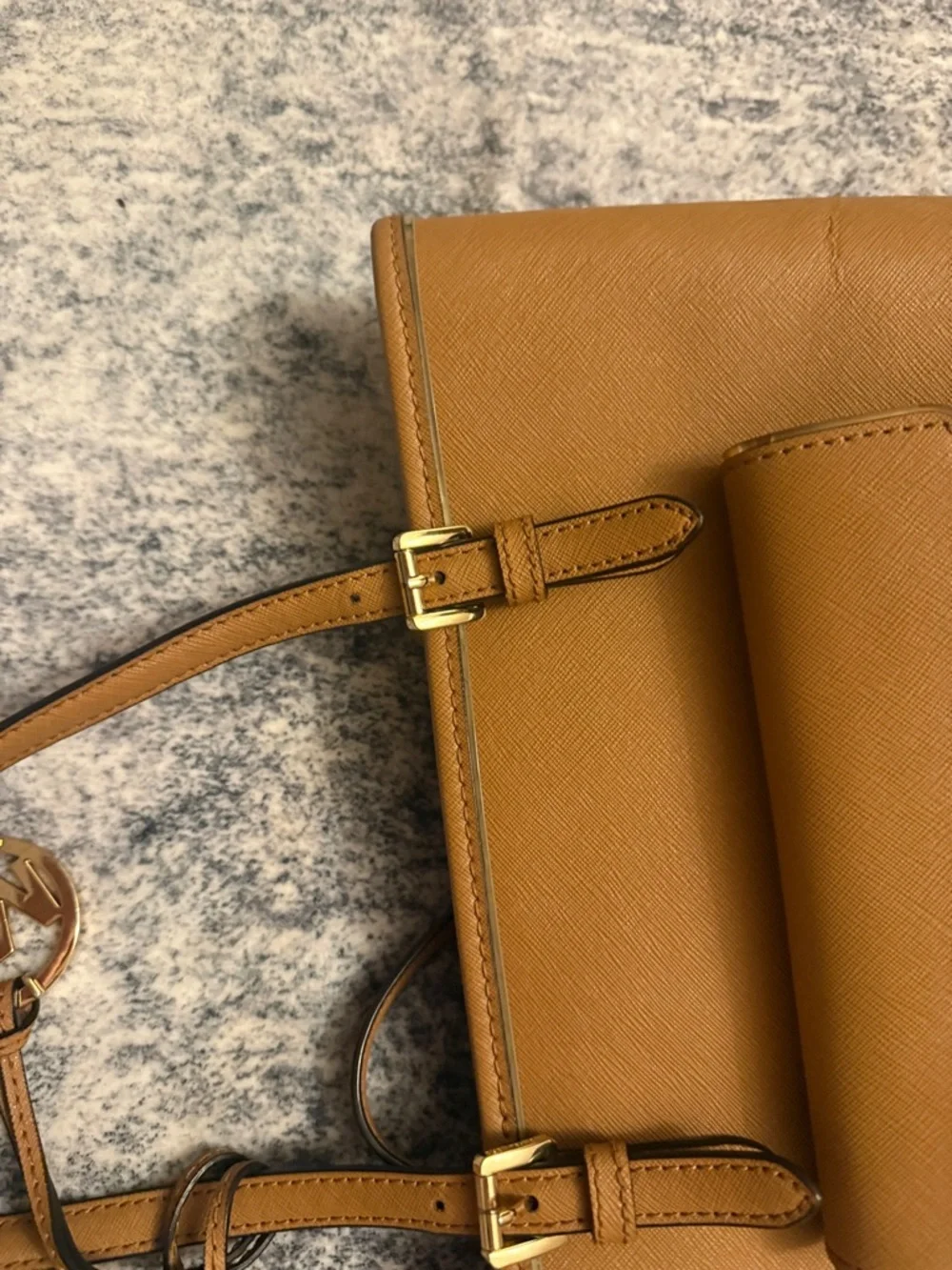 Michael Kors Cognac Saffiano Leather Tote with Front Pocket - Picture 10 of 16